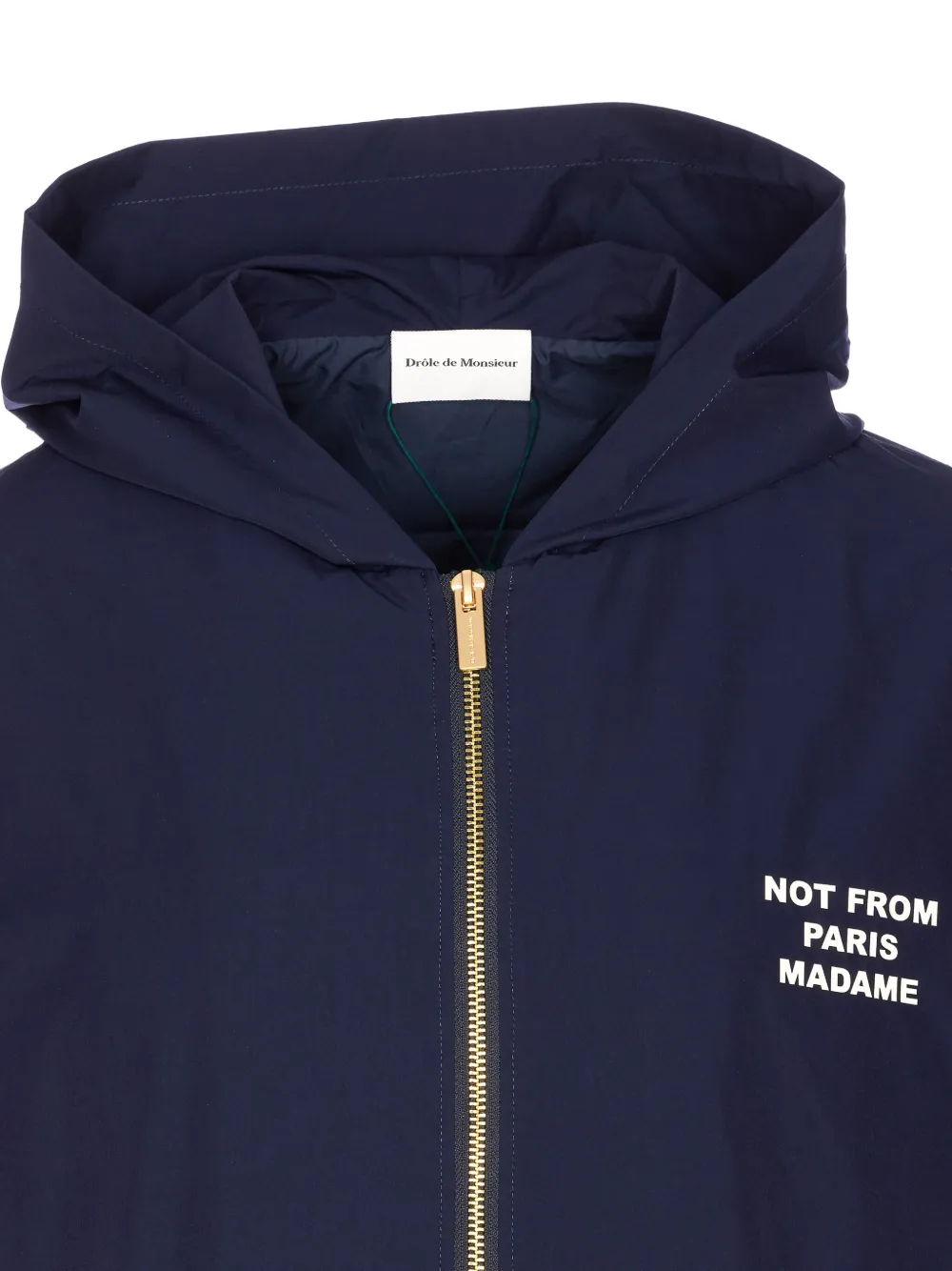 Drôle De Monsieur Hooded Slogan Jacket In Blue