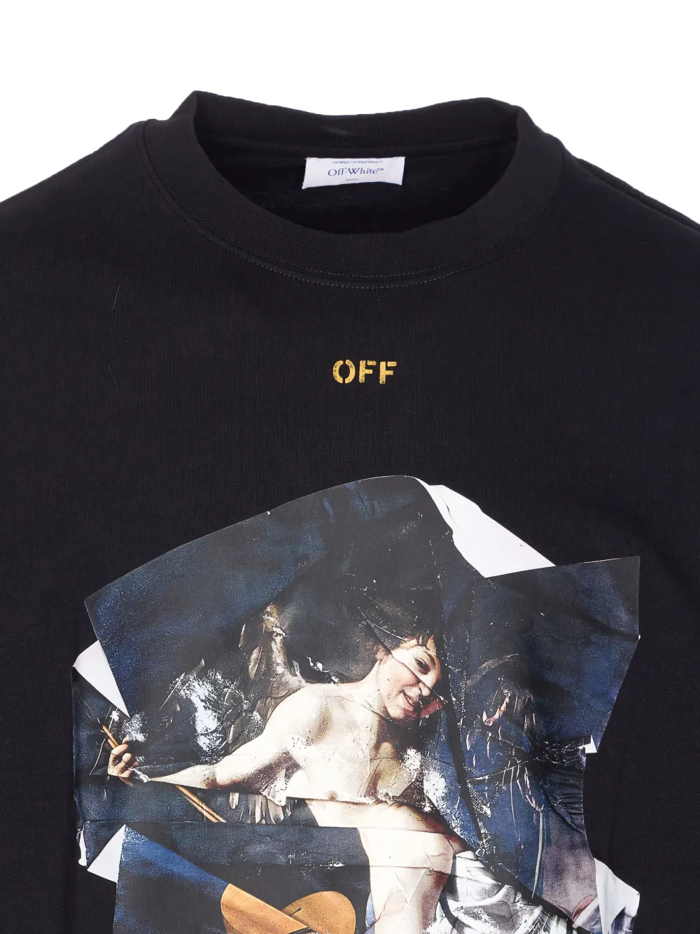 Off-White T-shirt met print en ronde hals Zwart