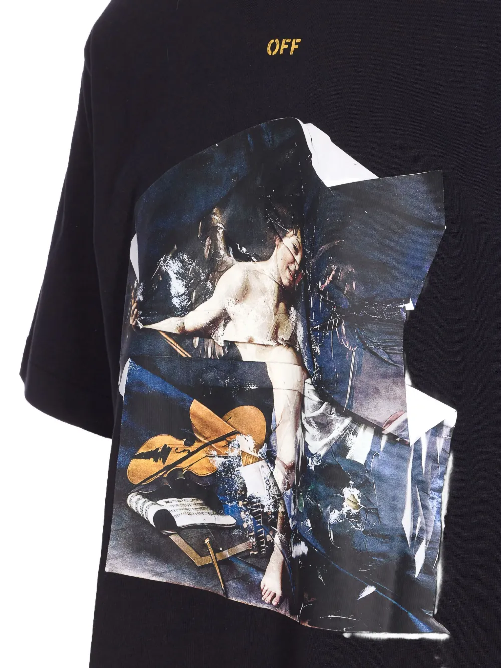 Off-White T-shirt met print en ronde hals Zwart