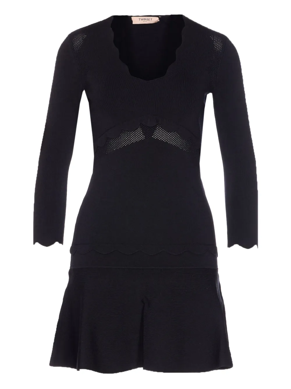 TWINSET scalloped-hem V-neck dress | Black | Image 1
