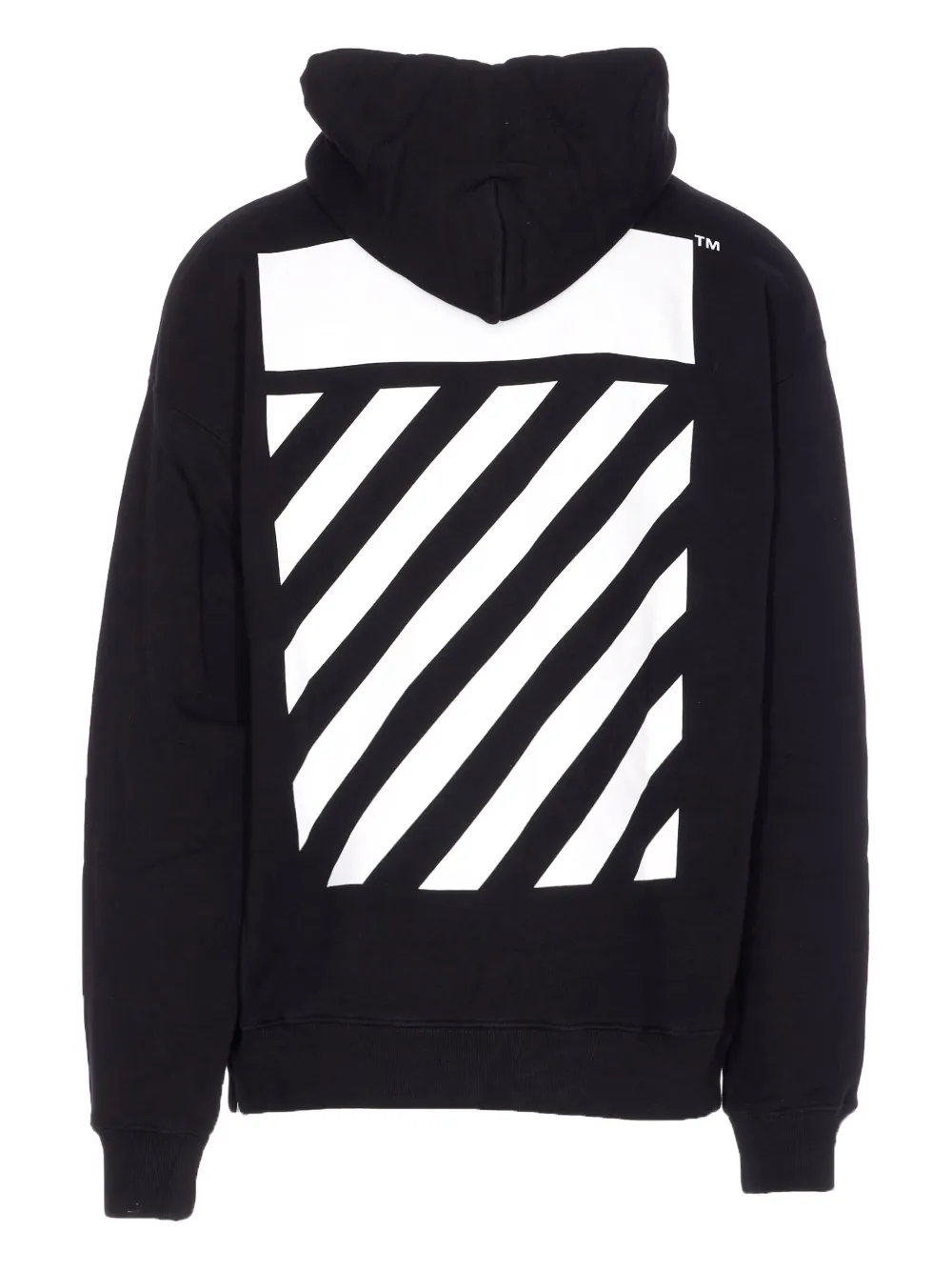 Off-white Flannel Diag Skate Drawstring Hoodie In Black