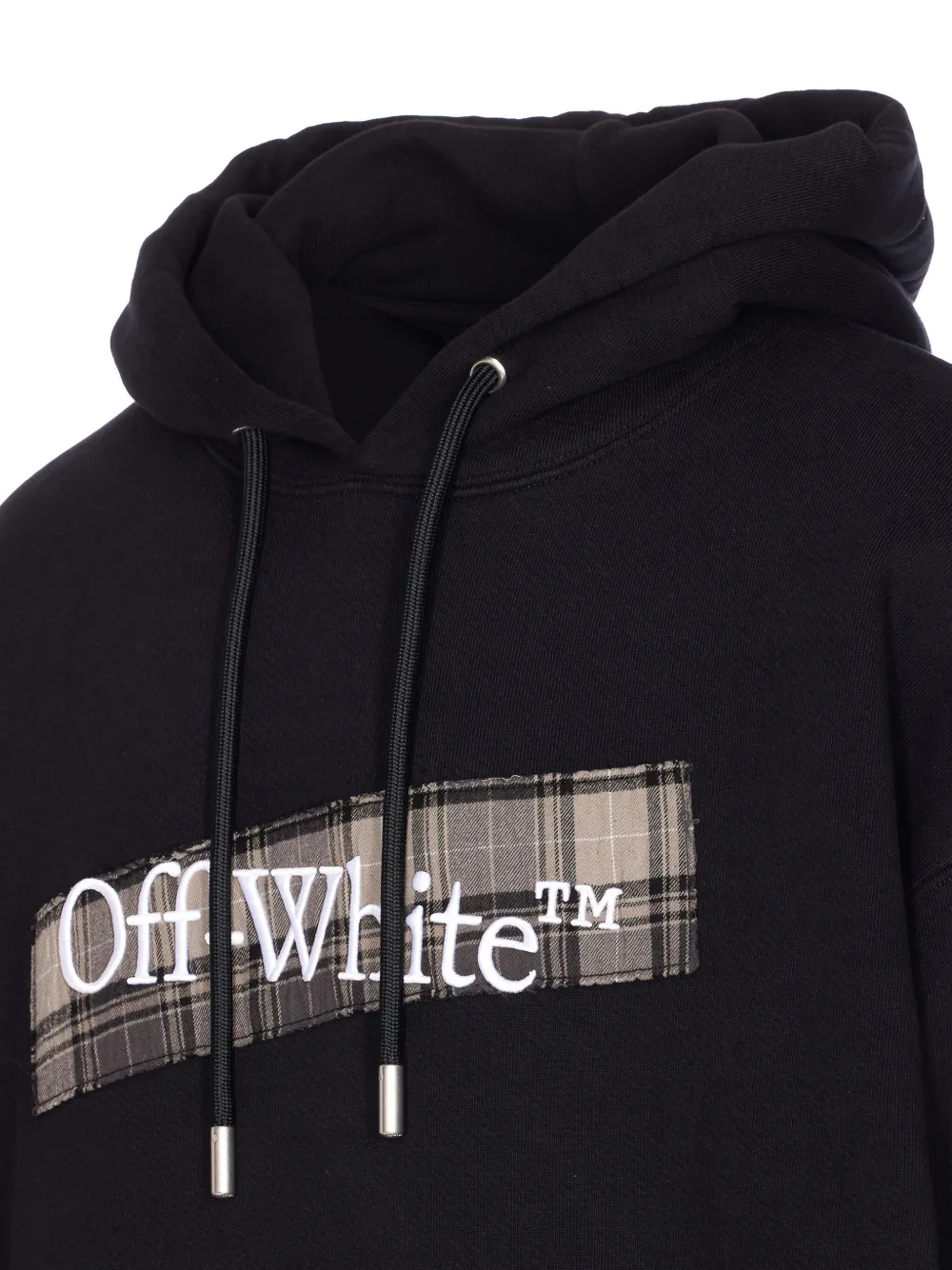 Off-white Flannel Diag Skate Drawstring Hoodie In Black