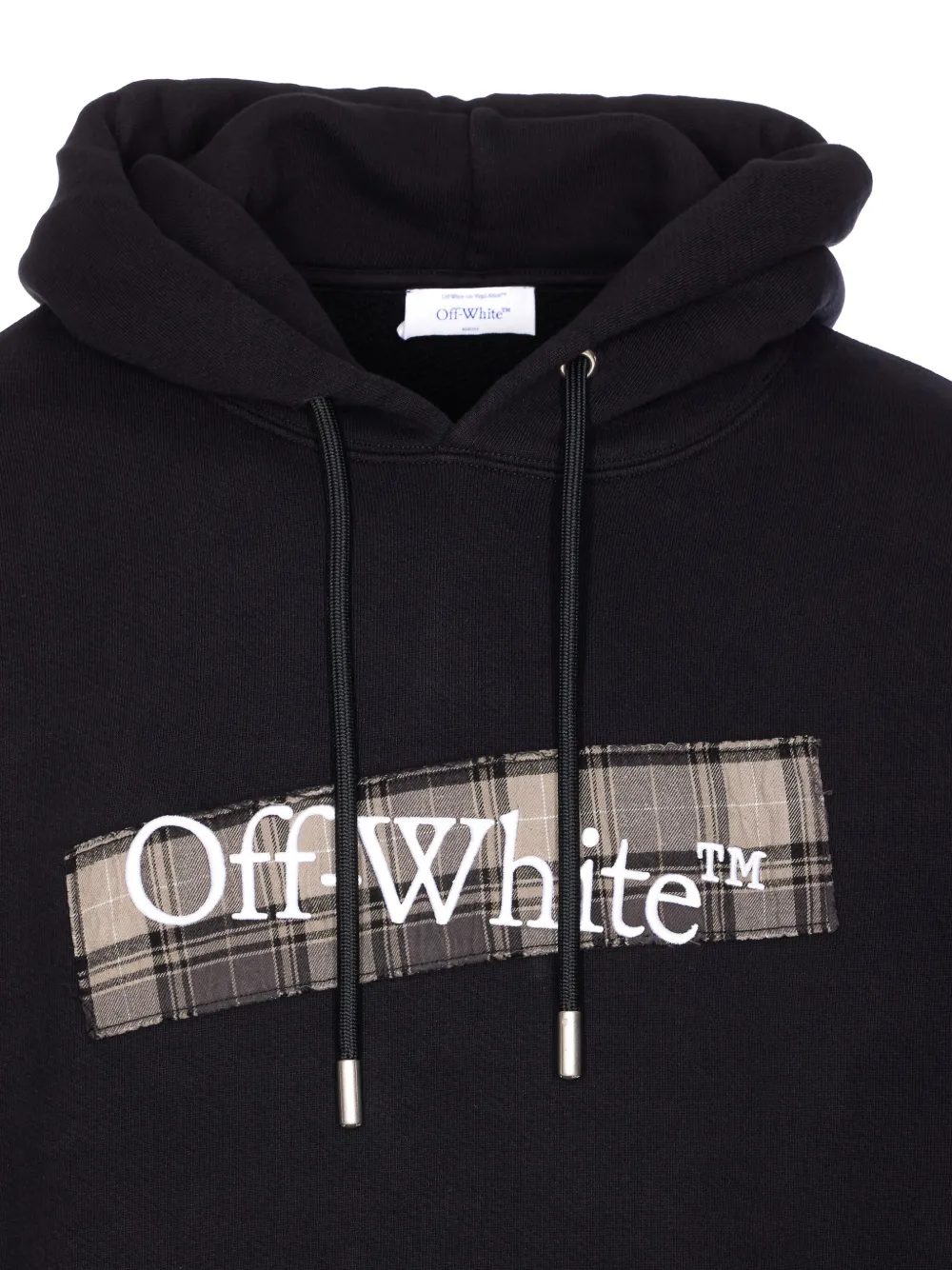 Off-white Flannel Diag Skate Drawstring Hoodie In Black