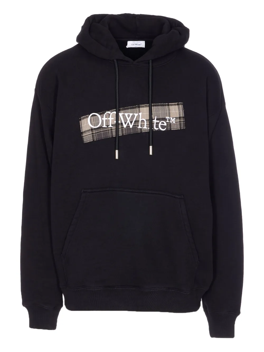 Off-white Flannel Diag Skate Drawstring Hoodie In Black