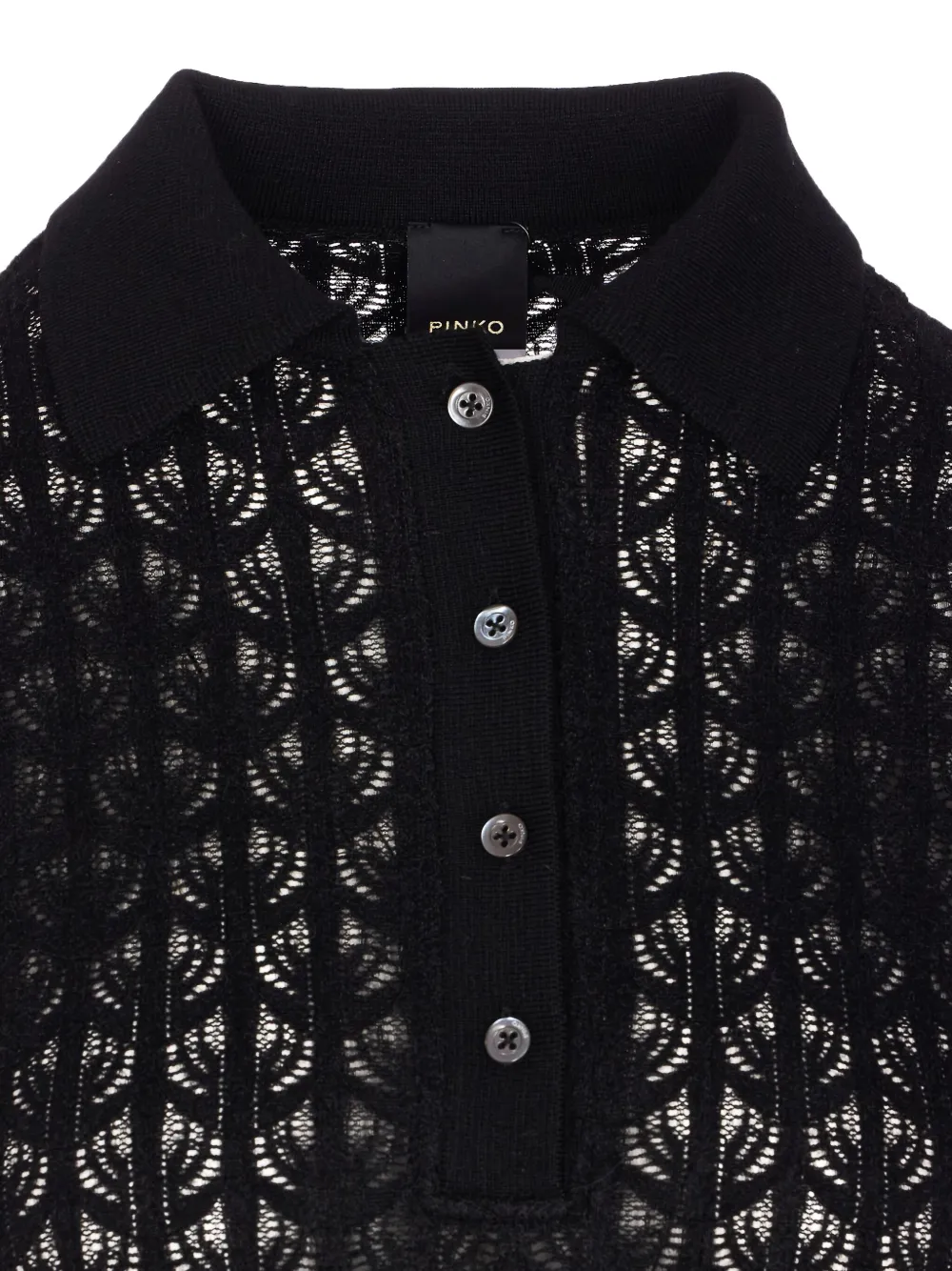 Pinko Lace Panel Bodysuit With Polo Neck In Black