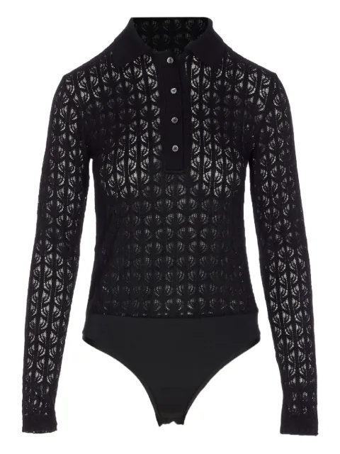 PINKO lace-panel polo-neck top