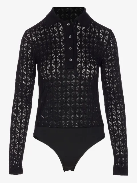 PINKO lace-panel polo-neck top