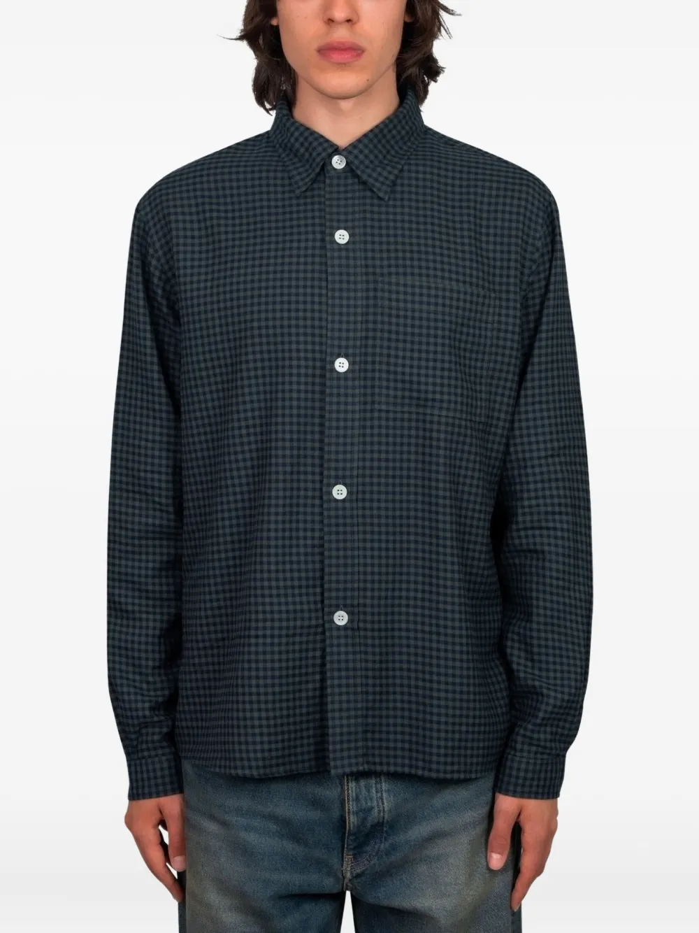 Another Aspect gingham-check shirt | Blue | Image 1