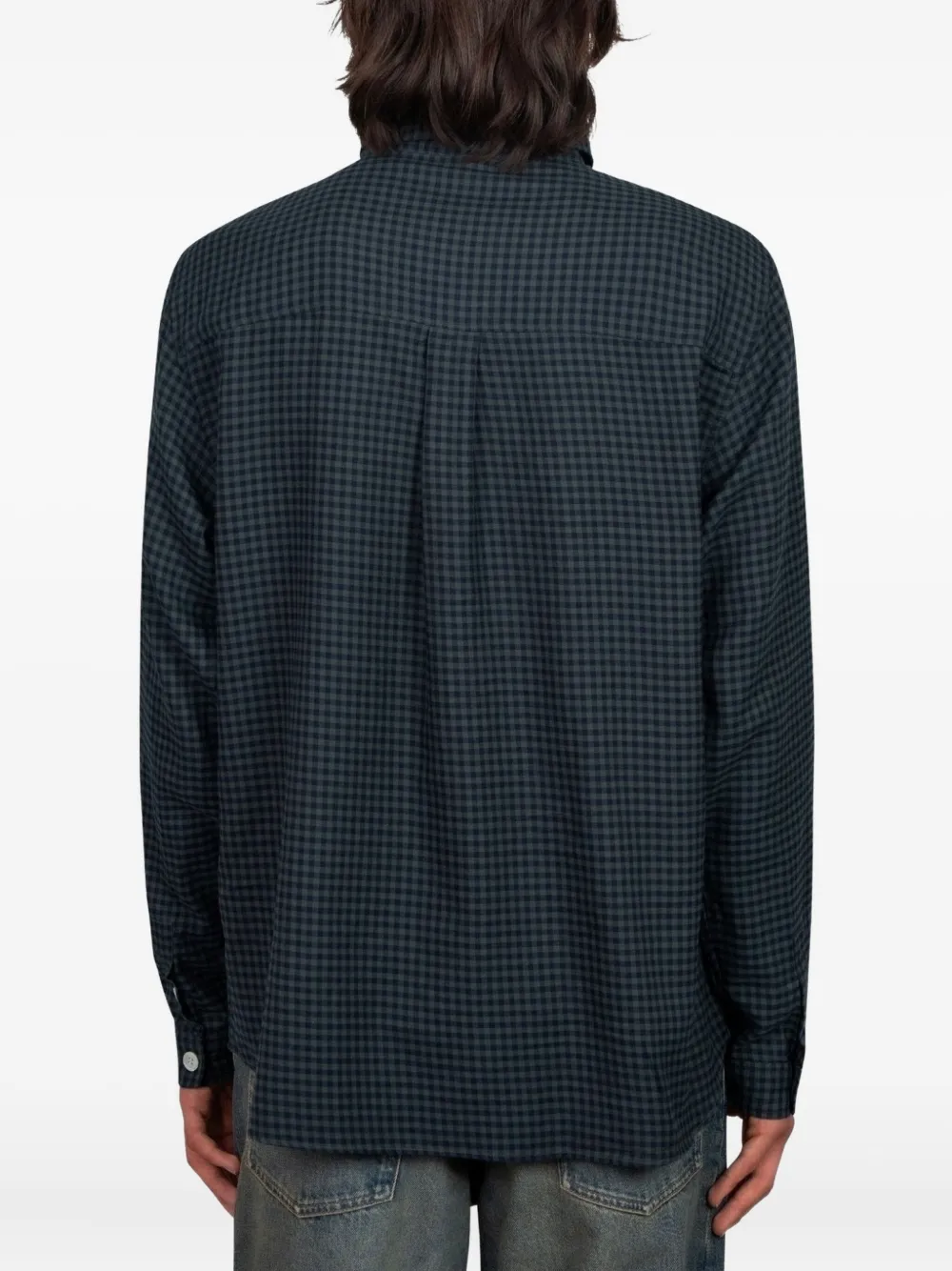  Another Aspect Gingham-check Shirt - Blue 