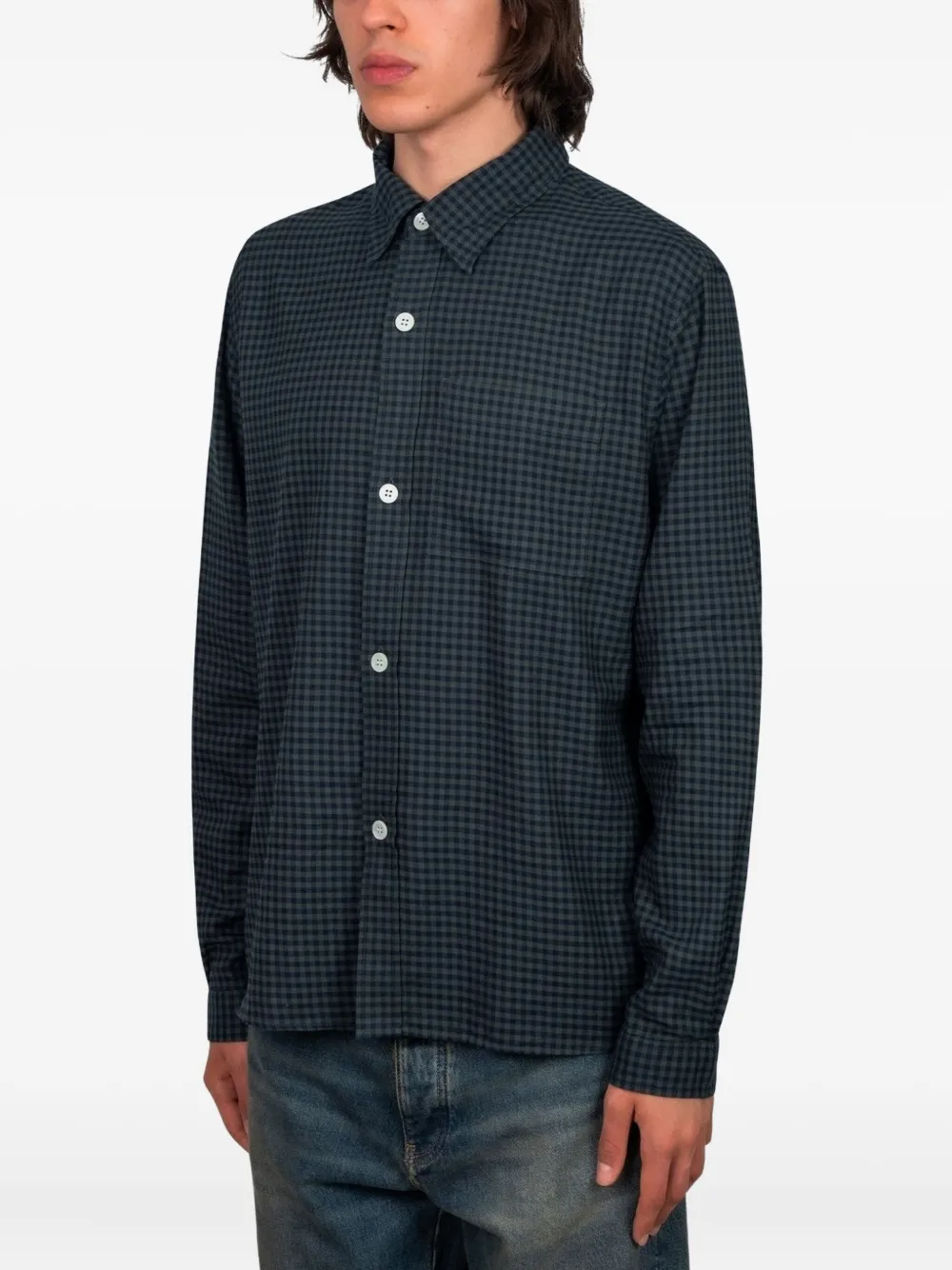 Another Aspect Overhemd met gingham ruit - Blauw