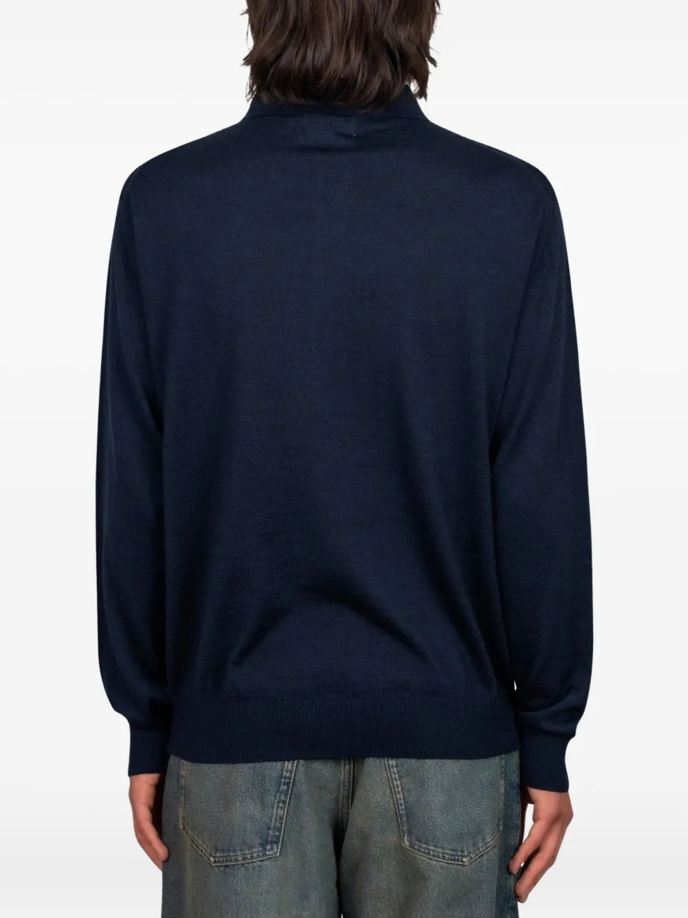  Another Aspect Merino Wool Polo Shirt - Blue 