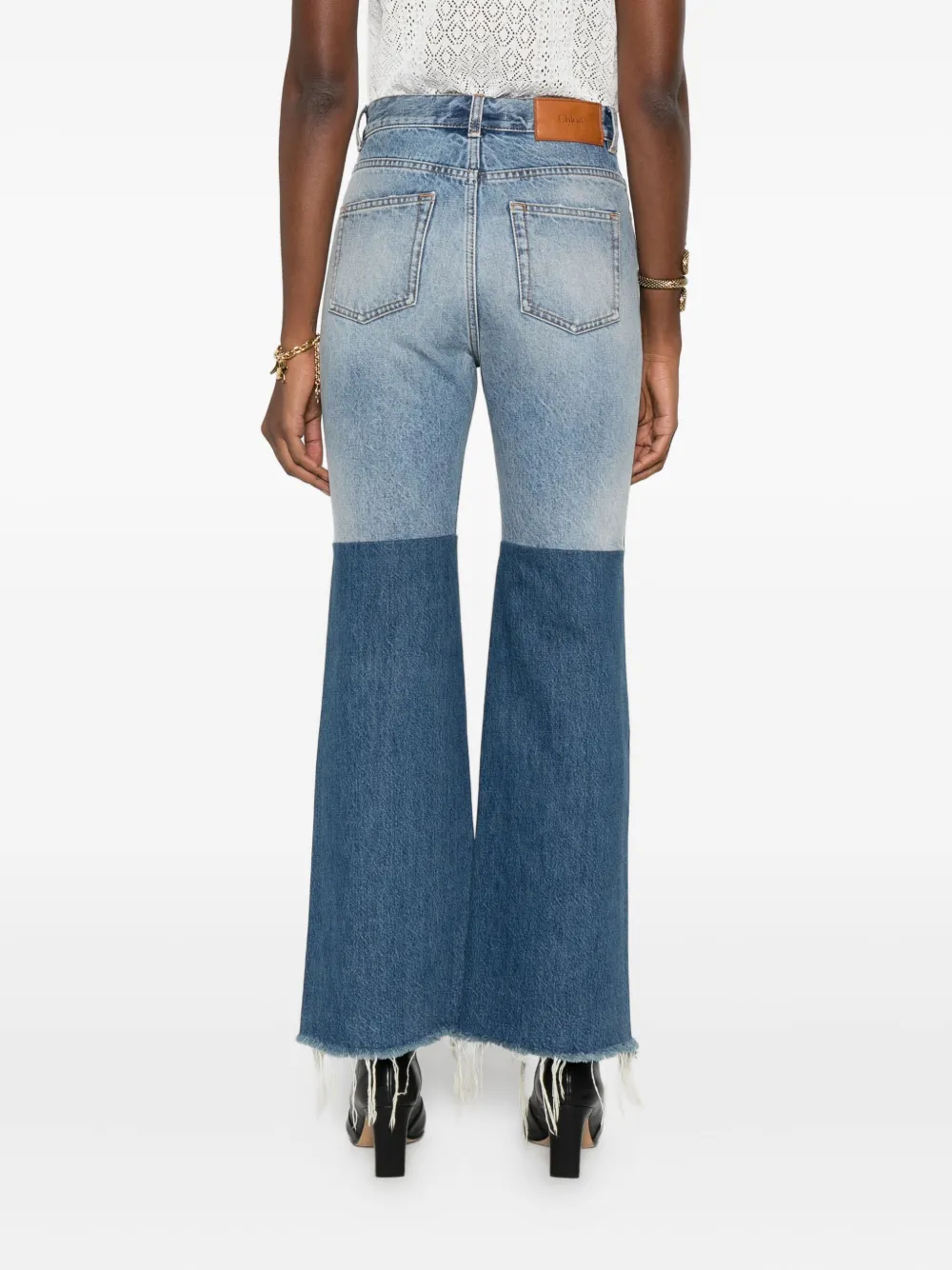 Chloé Jeans met patchwork en franje Blauw