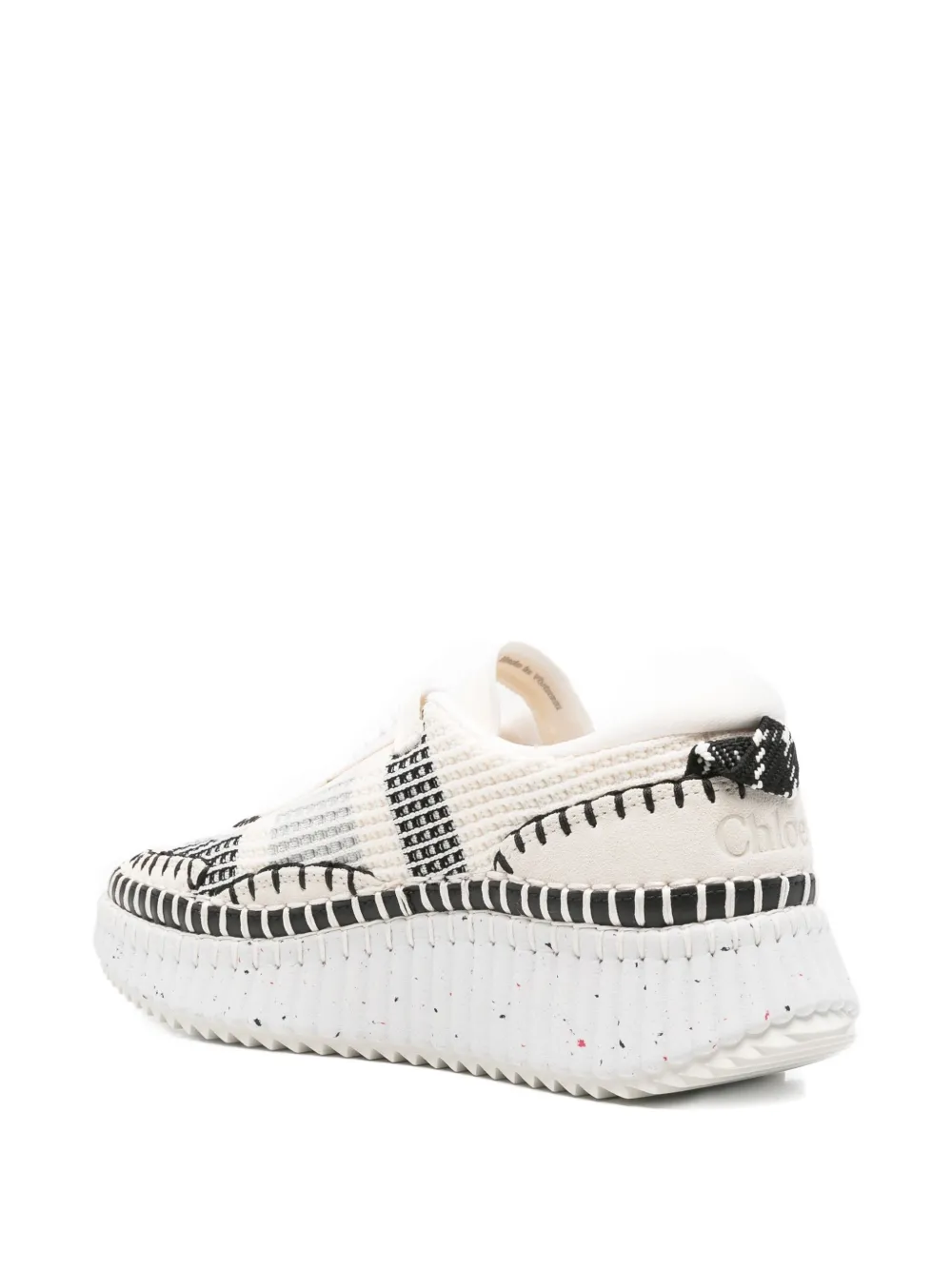 Chloé Nama Whipstitch-detail Sneakers In White