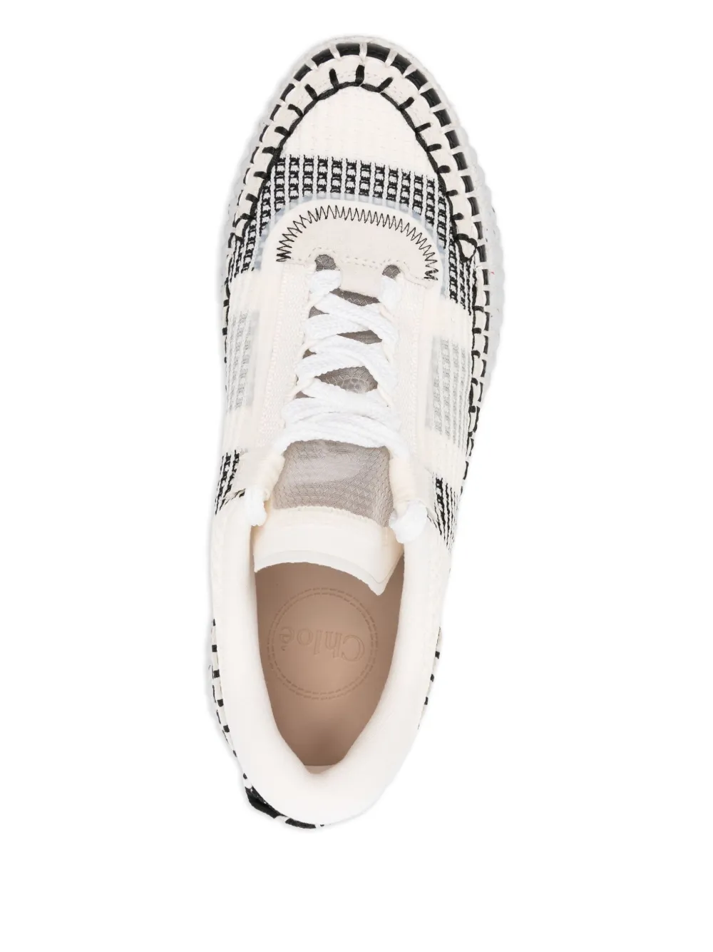 Chloé Nama Whipstitch-detail Sneakers In White