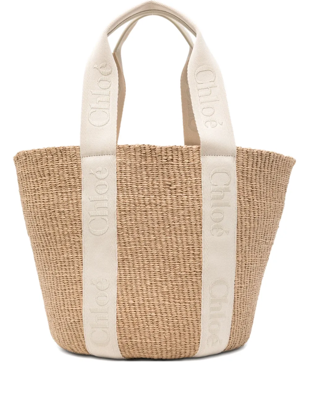 Chloé Woven Straw Tote Bag In Neutral