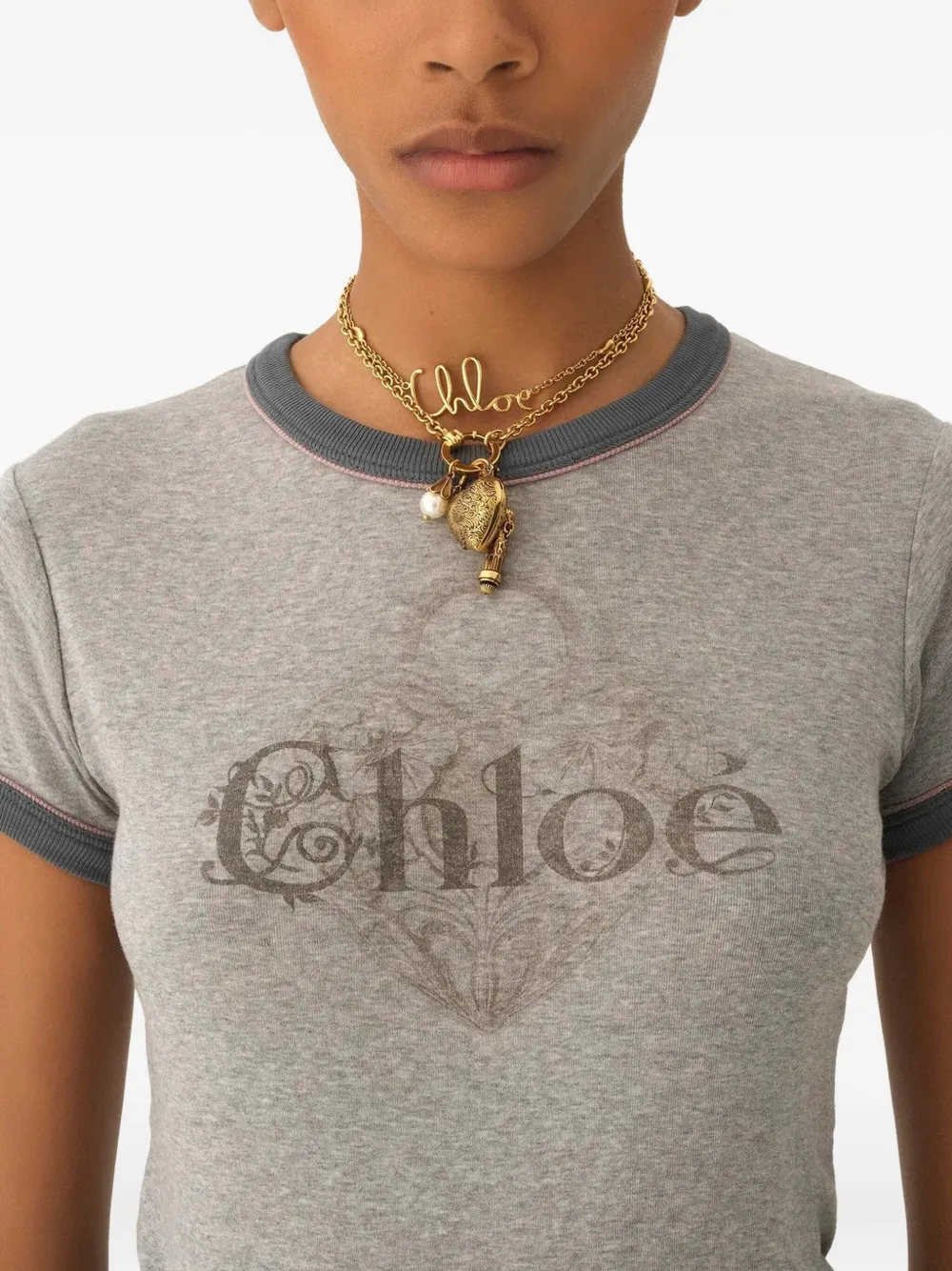 Chloé Baby Fit Logo T-shirt In Cotton Jersey In Gray
