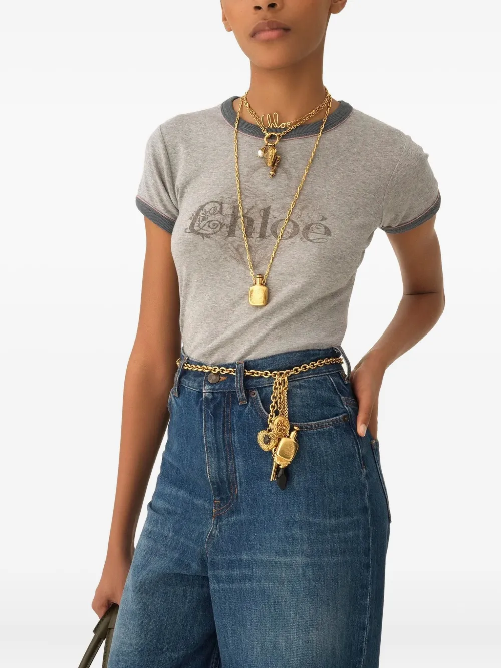Chloé Baby Fit Logo T-shirt In Cotton Jersey In Gray