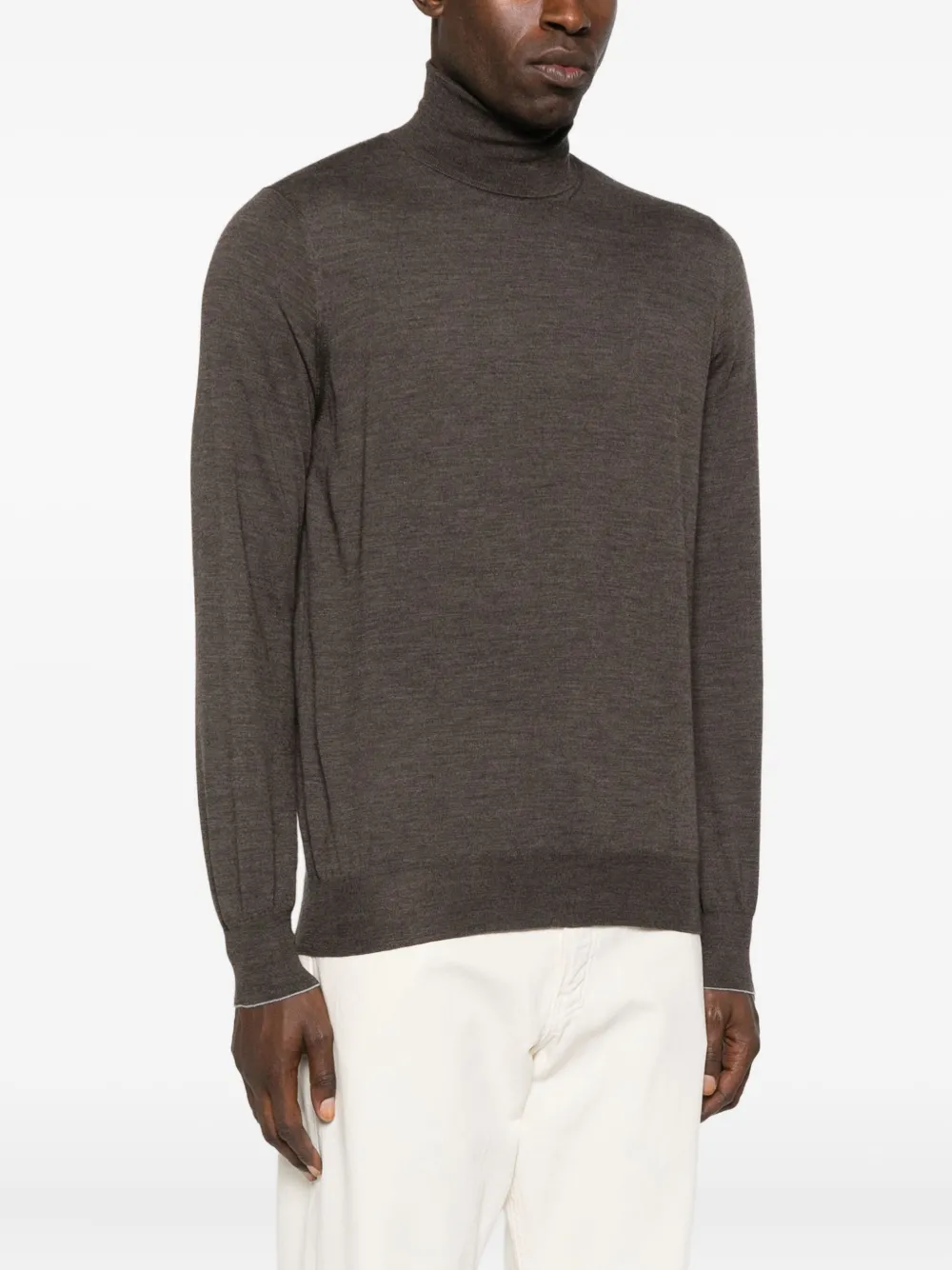 Brunello Cucinelli Wool Blend Turtleneck Sweater Clothing In Brown