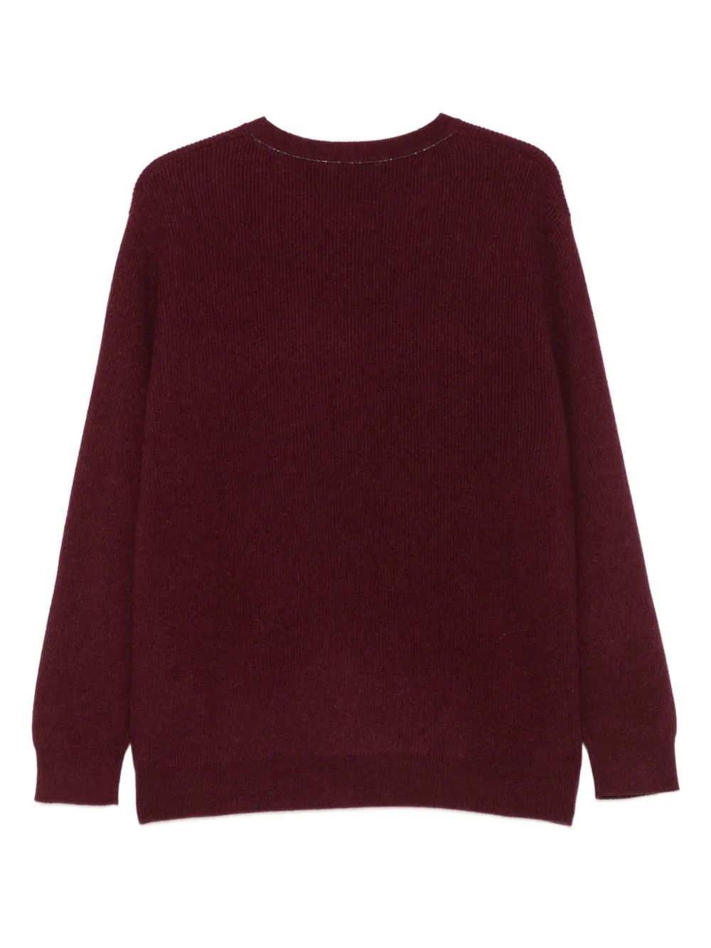 Brunello Cucinelli Ribbed Crew-neck Sweater In Burgundy