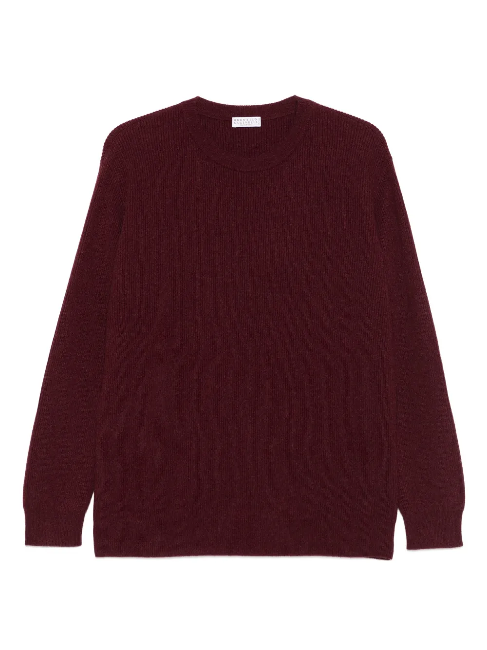 Brunello Cucinelli Ribbed Crew-neck Sweater In Burgundy