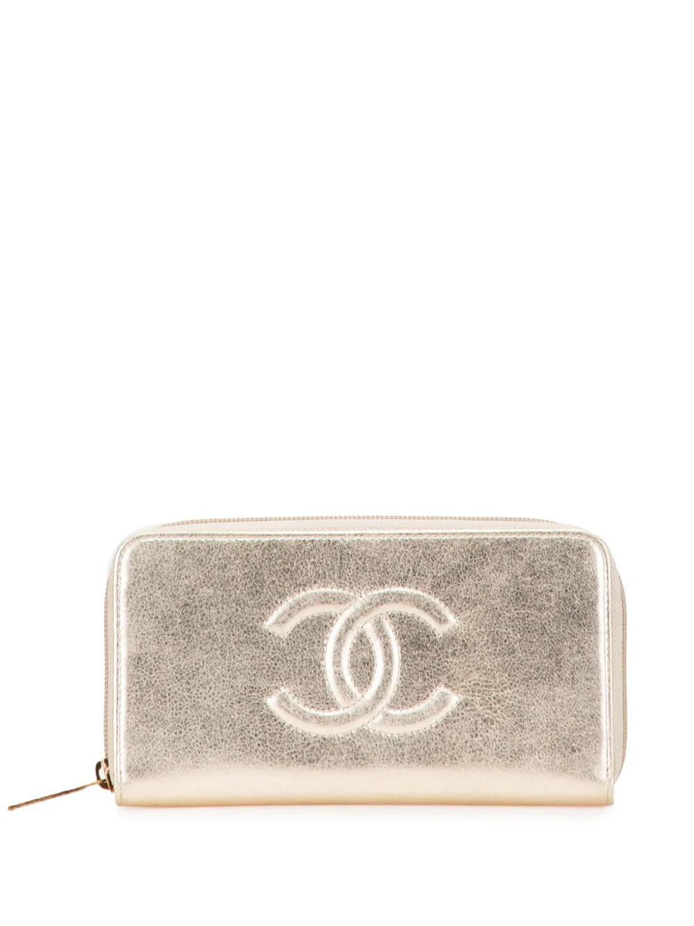 CHANEL Pre-Owned 2016-2017 CC Metallic Lambskin Zip Around Wallet long CHANEL Pre-Owned 2016-2017 CC Metallic Lambskin Zip Around Wallet long
