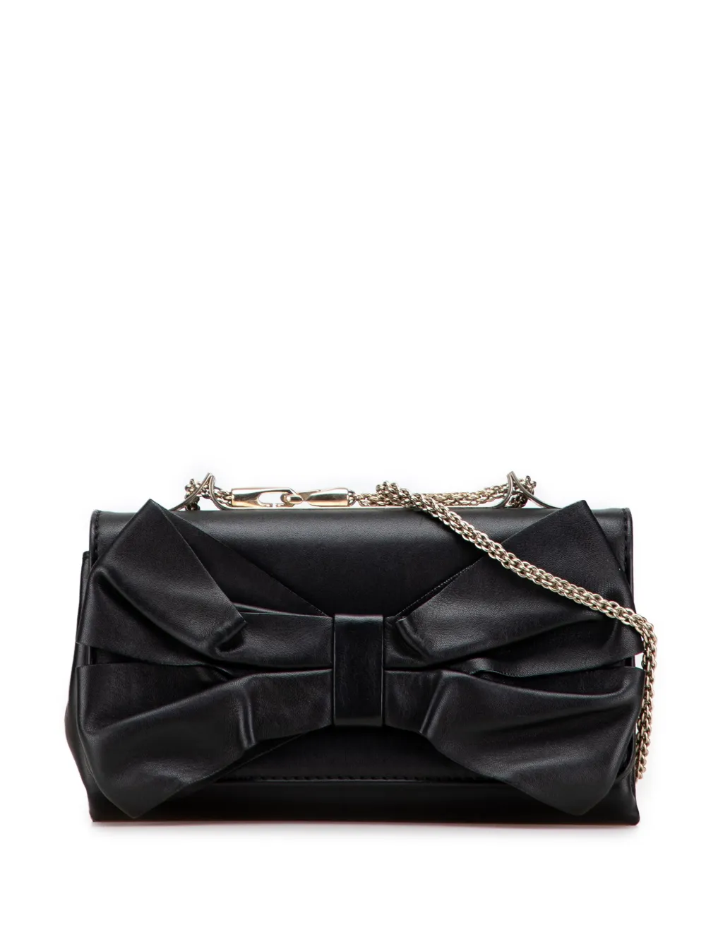 Valentino Garavani Pre-Owned 2000-2017 Leather Bow Flap Clutch On Chain crossbody bag | Black | Image 1