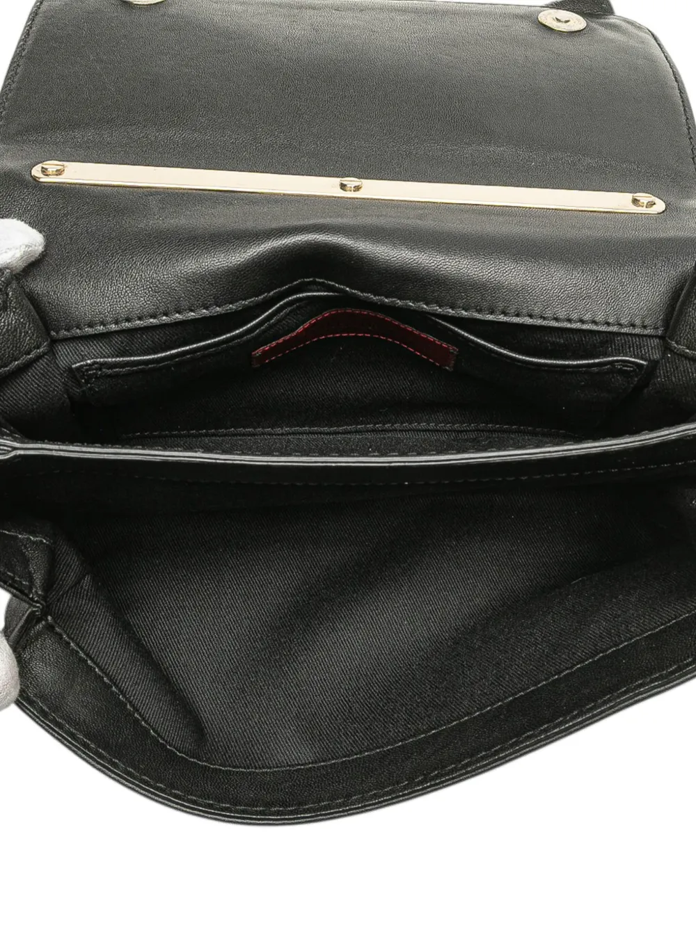 Pre-owned Valentino Garavani 2000-2017 Leather Bow Flap Clutch On Chain Crossbody Bag In Black