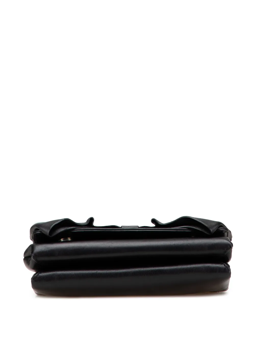 Pre-owned Valentino Garavani 2000-2017 Leather Bow Flap Clutch On Chain Crossbody Bag In Black
