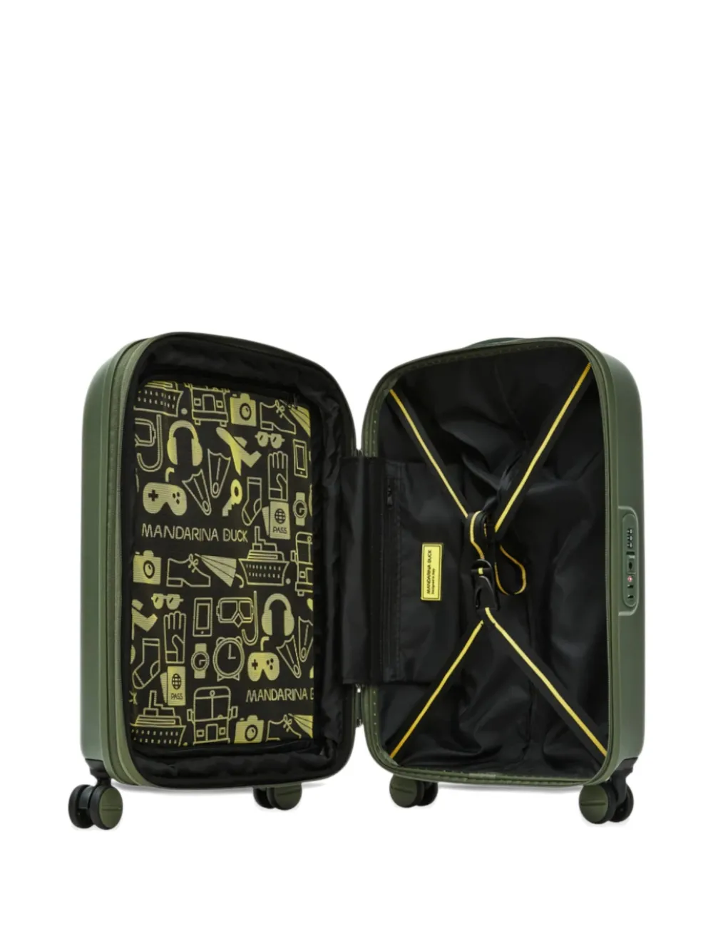 Mandarina Duck Logoduck Ribbed Trolley Suitcase In Brown