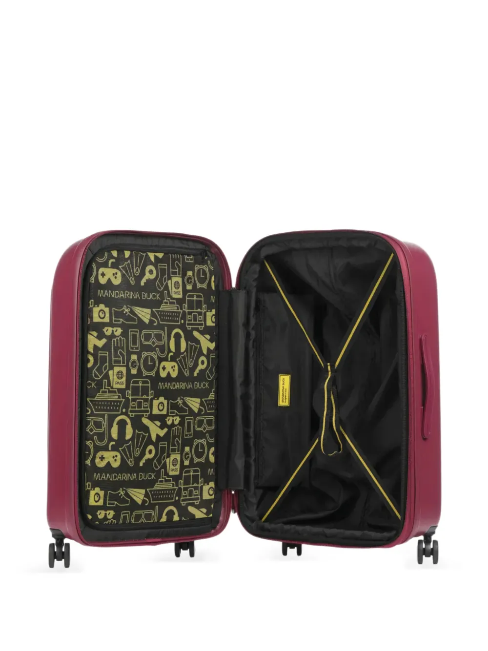 Mandarina Duck Large Logoduck Ribbed Trolley Suitcase In Blue