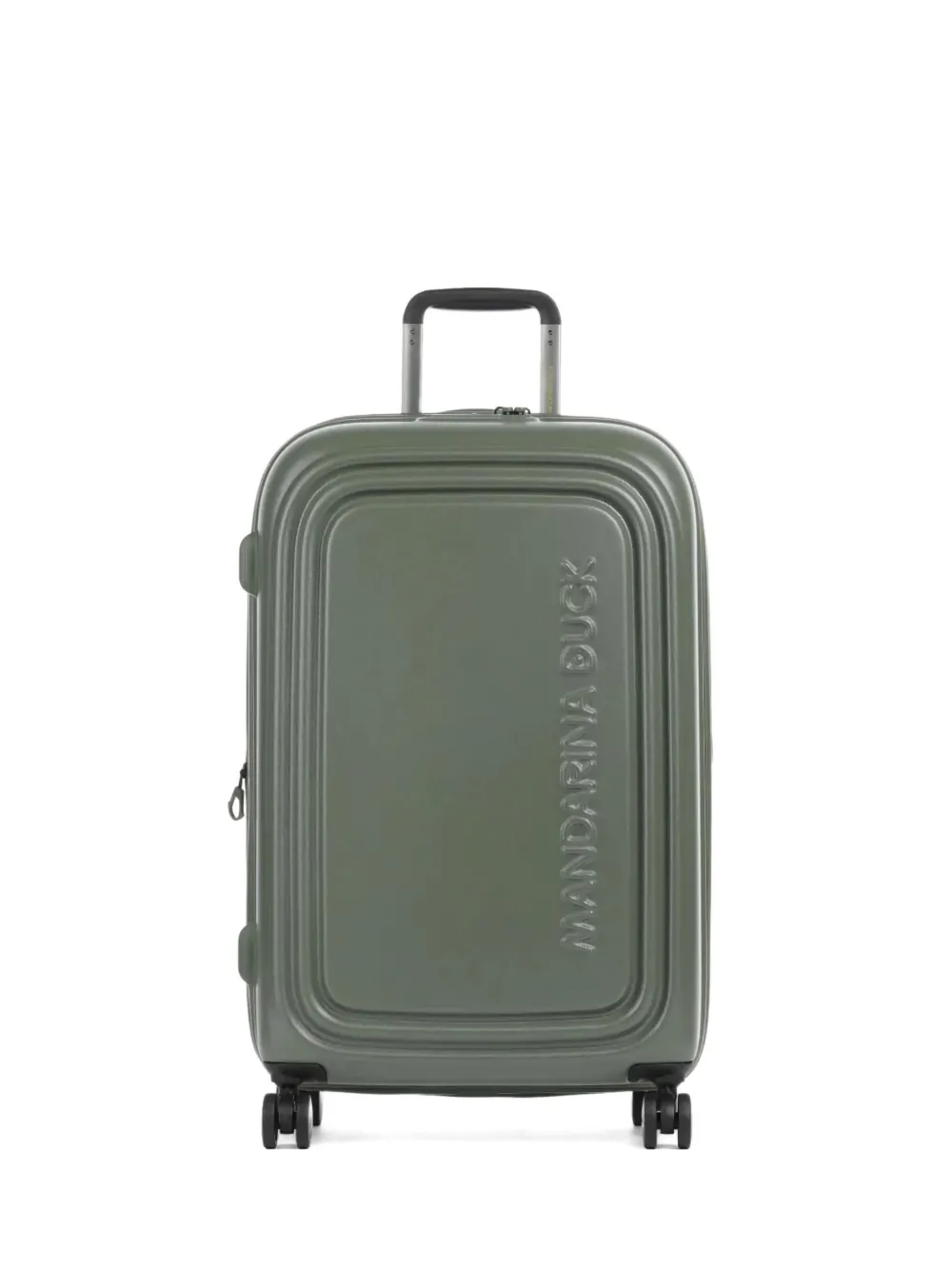 Mandarina Duck Large Logoduck Ribbed Trolley Suitcase In Green