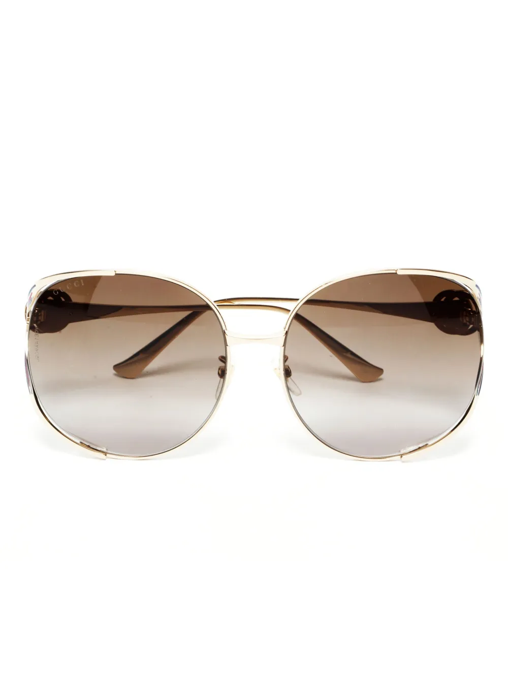 Pre-owned Gucci 2000s Logo Sunglasses In Gold