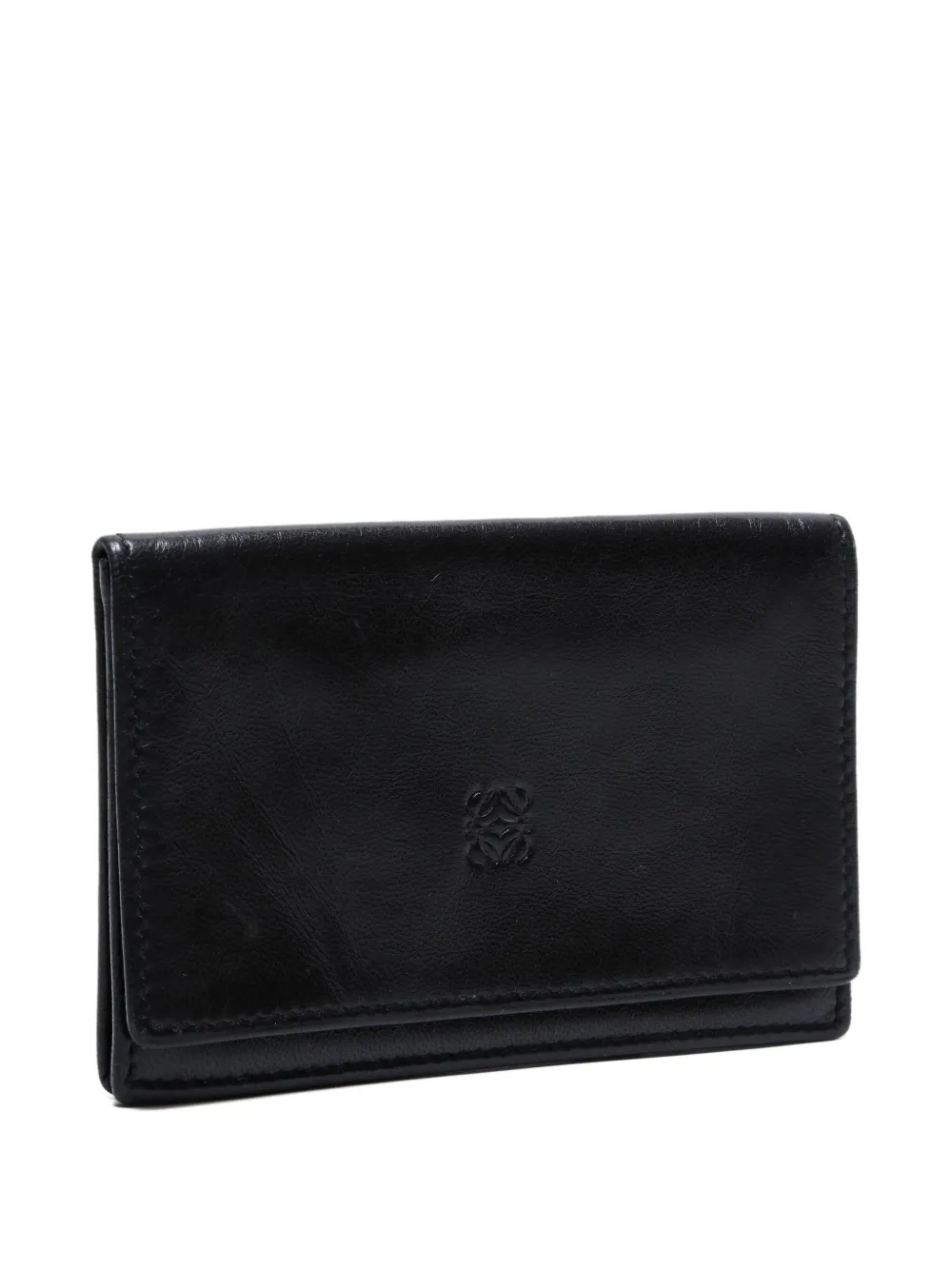 Pre-owned Loewe 2000s Lambskin Card Case In Black