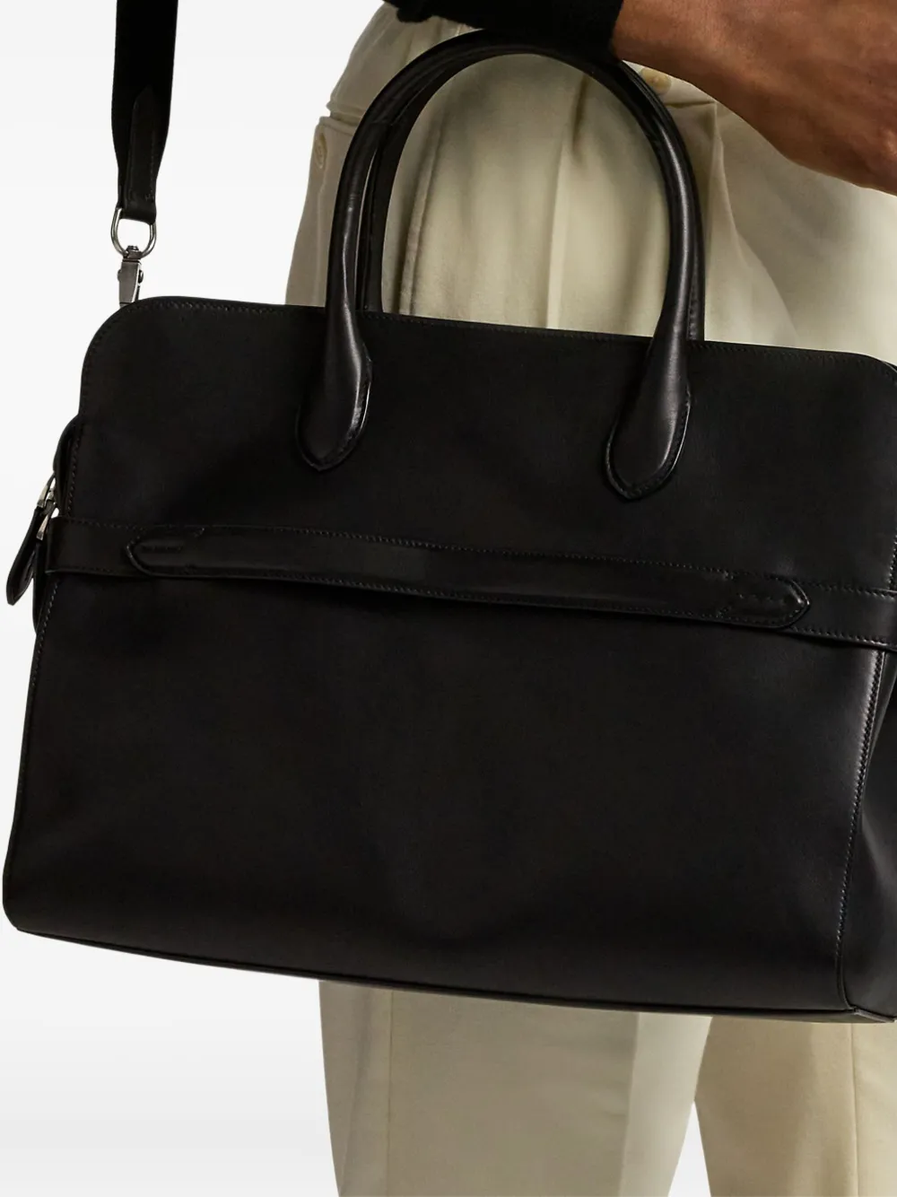 Ralph Lauren Purple Label buckle-fastening leather briefcase - Zwart