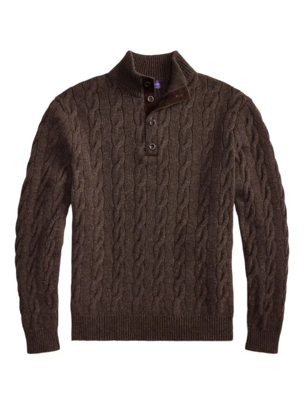 Ralph Lauren Purple Label cable-knit Sweater Brown FARFETCH