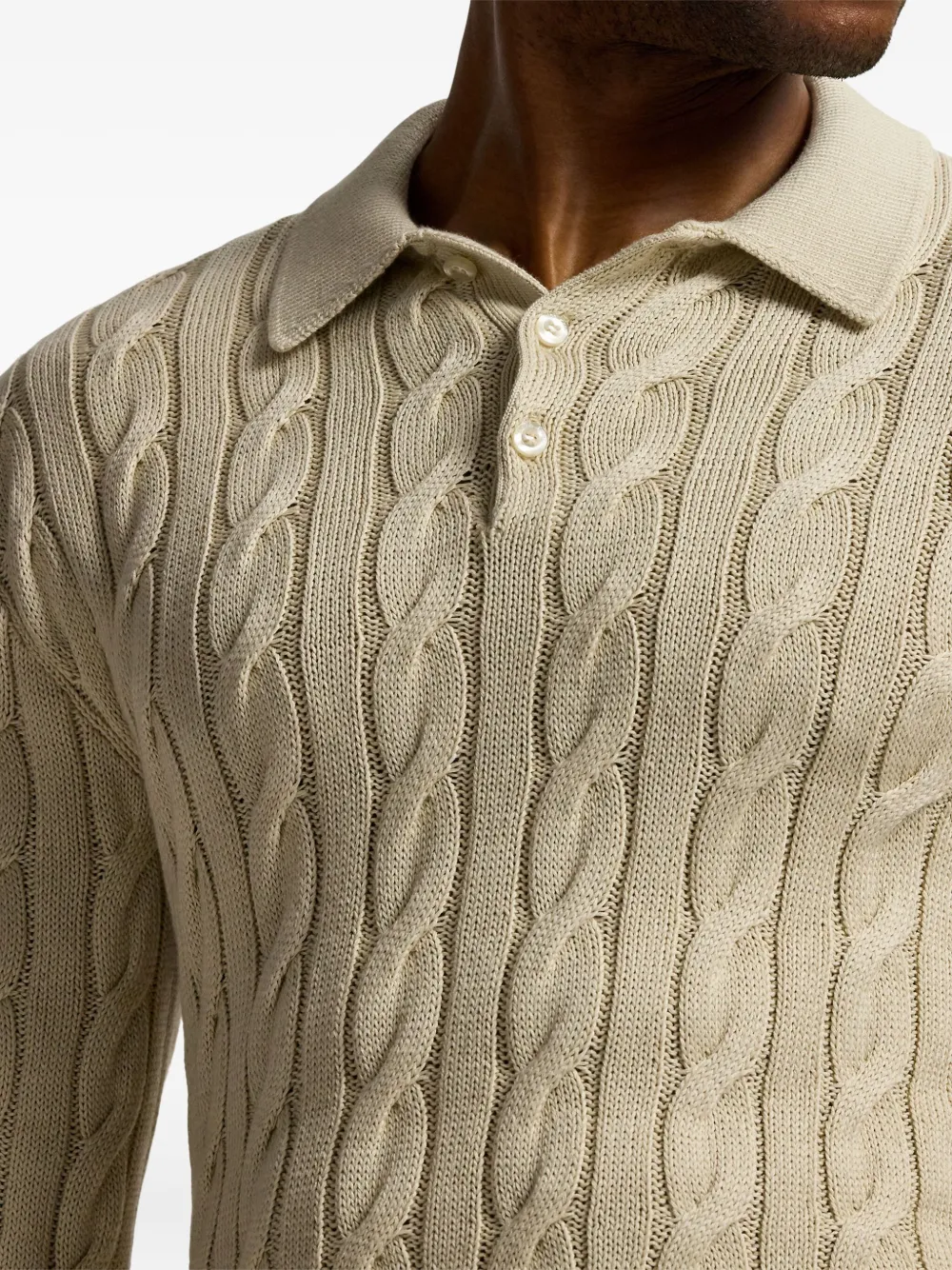 Ralph Lauren Purple Label Kabelgebreide polotrui Beige