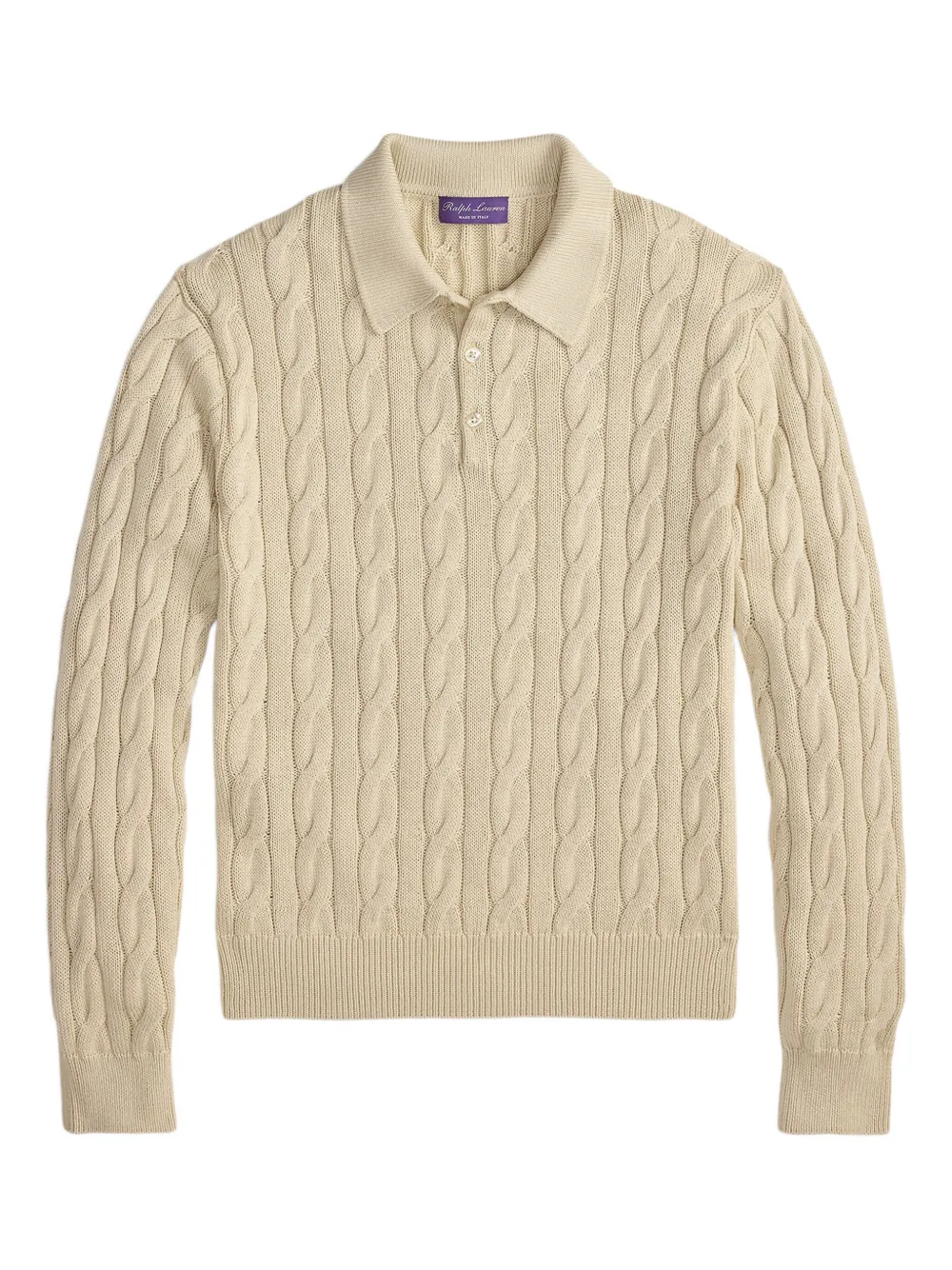 Ralph Lauren Purple Label cable-knit polo sweater | Neutrals | Image 1