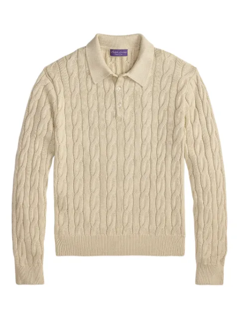 Ralph Lauren Purple Label cable-knit polo sweater