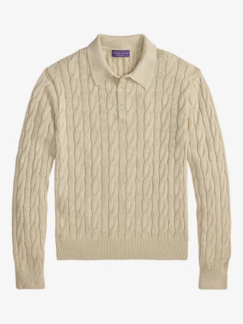 Ralph Lauren Purple Label suéter estilo playera tipo polo en tejido de ochos