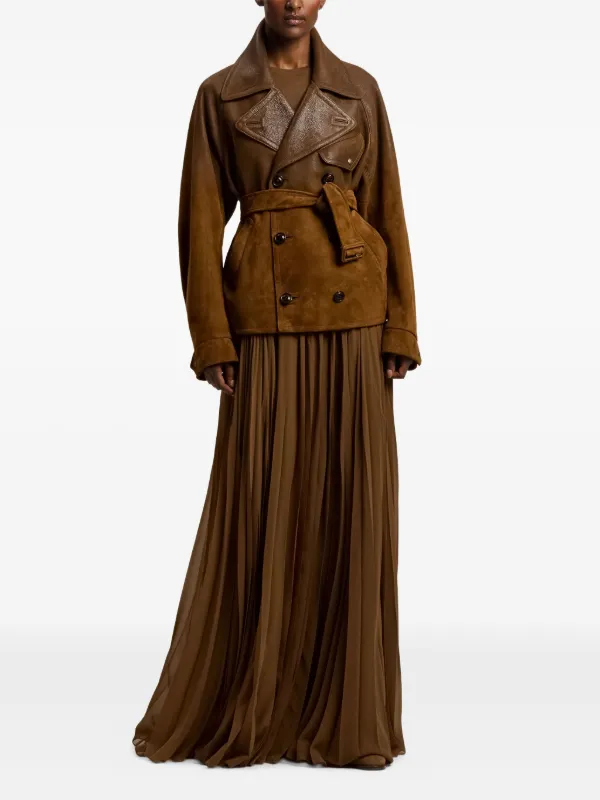 Ralph Lauren Collection Pleated Maxi Skirt Brown FARFETCH IN