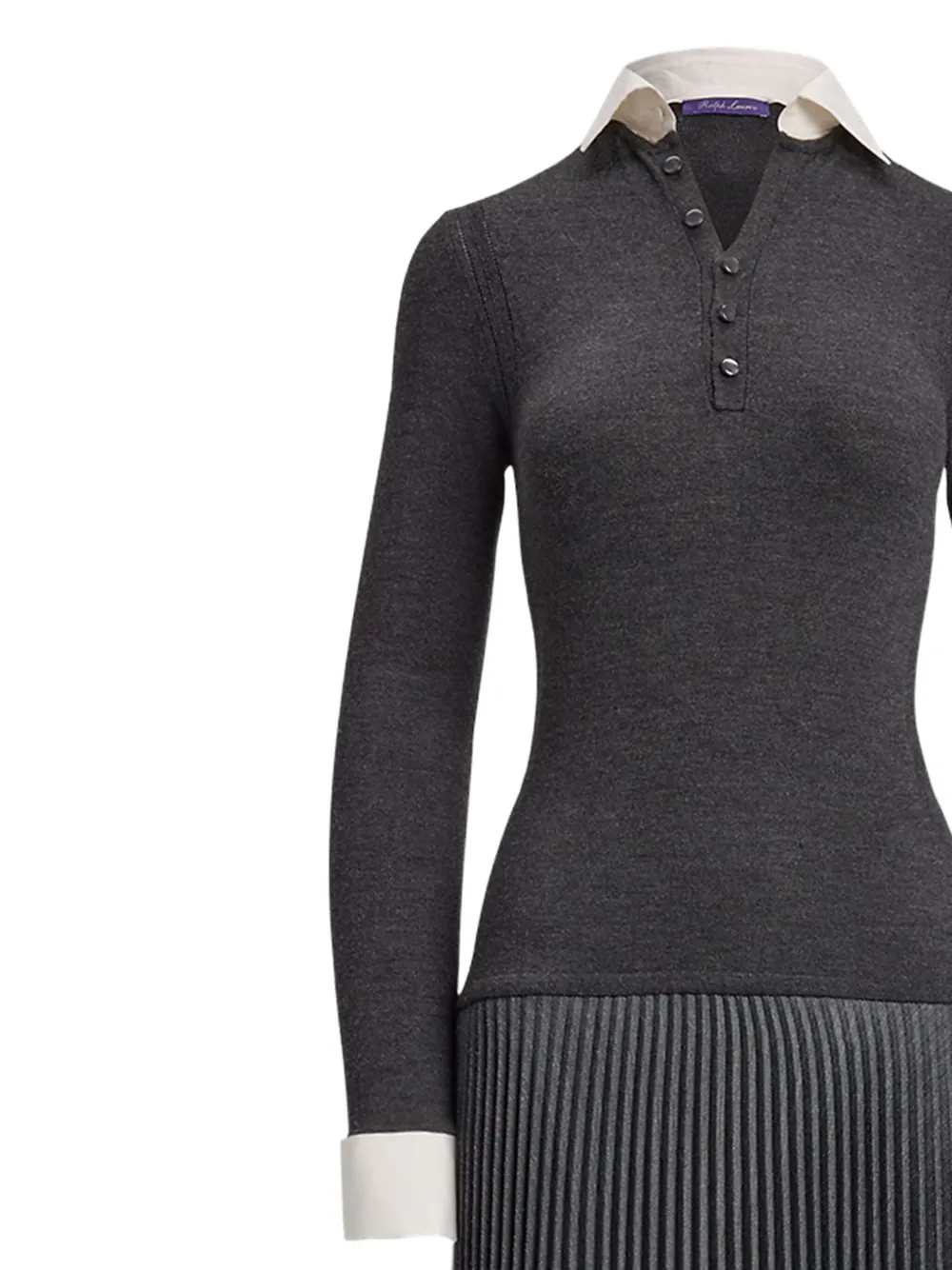 Ralph Lauren Collection Geplooide polojurk met vlakken - Grijs