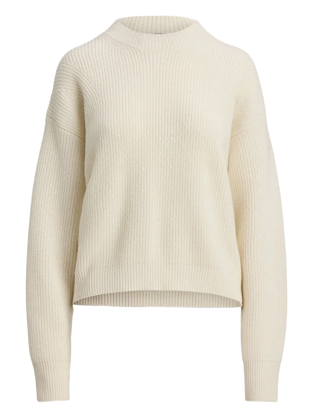 Ralph Lauren Ribbed Sequin-embellished Sweater In Neutral