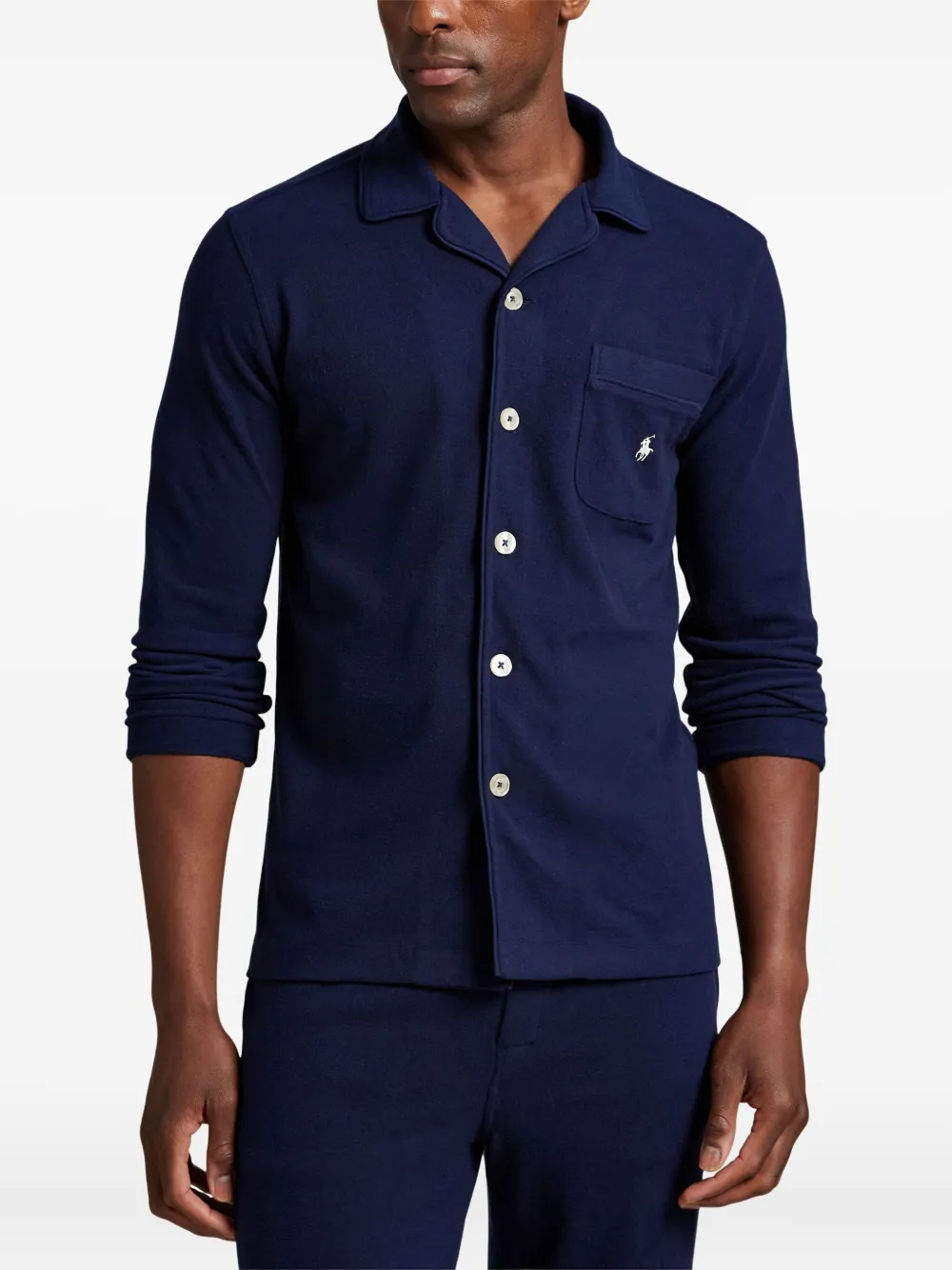 Polo Ralph Lauren Long-sleeve Button-front Pajamas In Blue