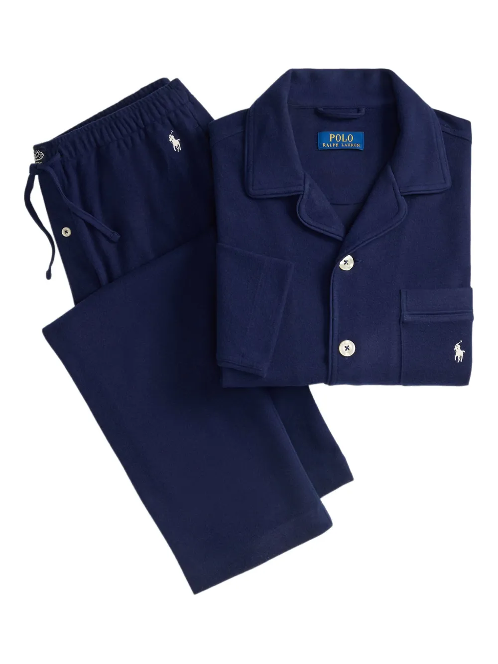 Polo Ralph Lauren Long-sleeve Button-front Pajamas In Blue