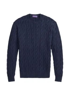Ralph Lauren Purple Label cable-knit crew-neck Sweater | Brown