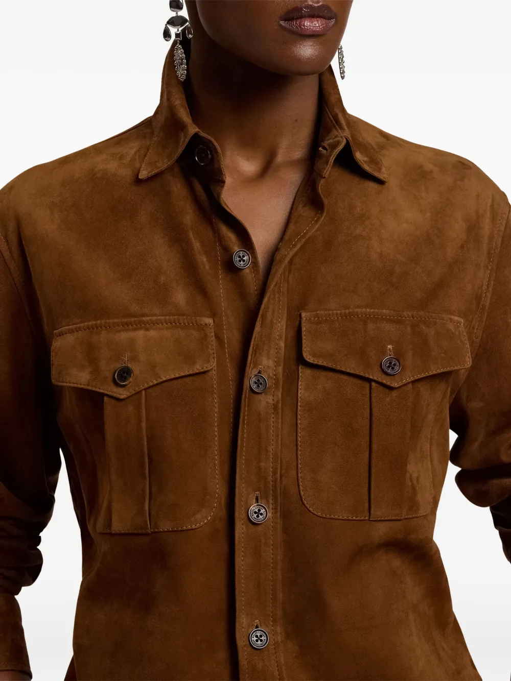 Ralph Lauren Collection Suède blouse Bruin