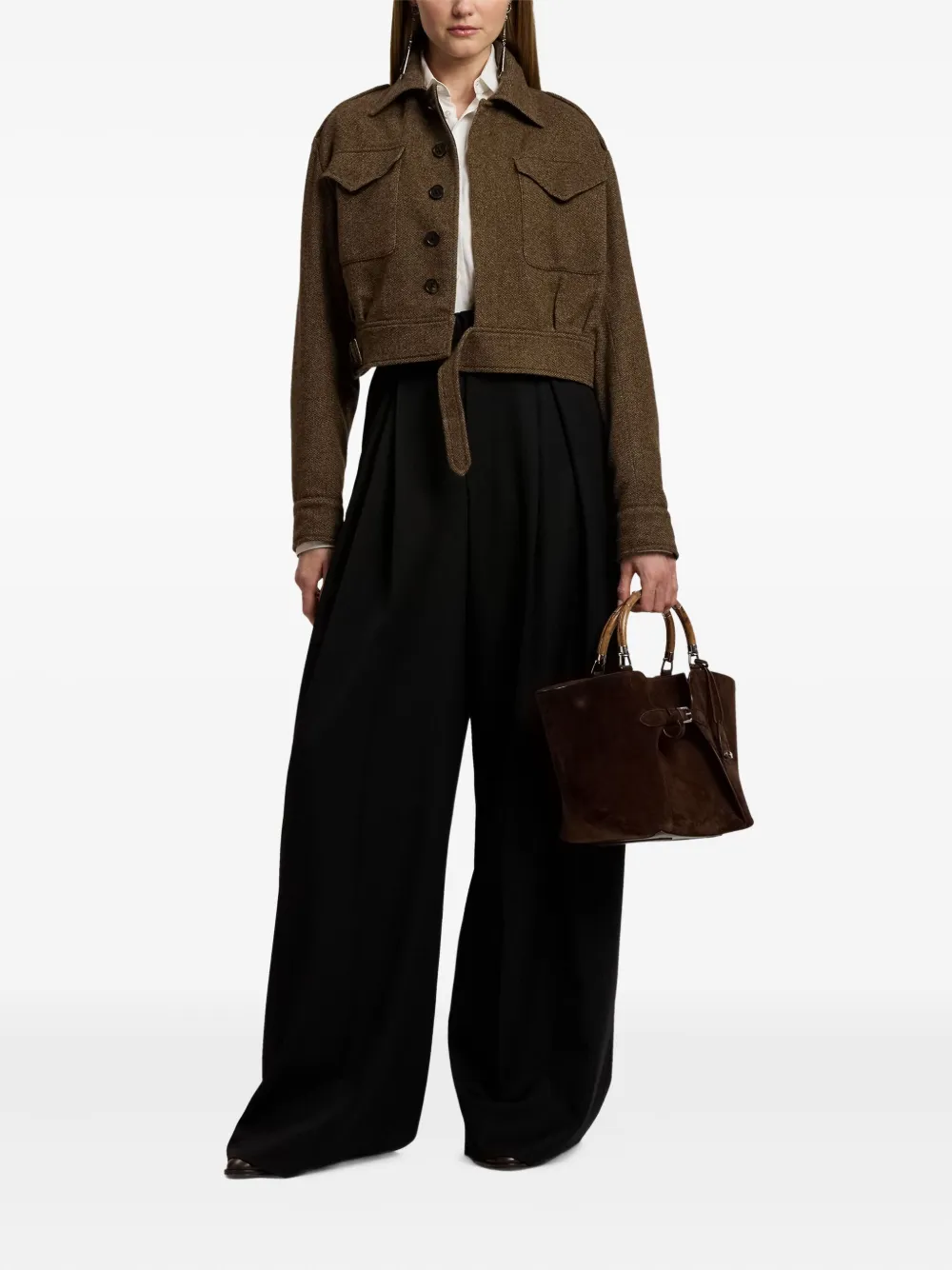 Ralph Lauren Collection pleated wide-leg trousers - Zwart