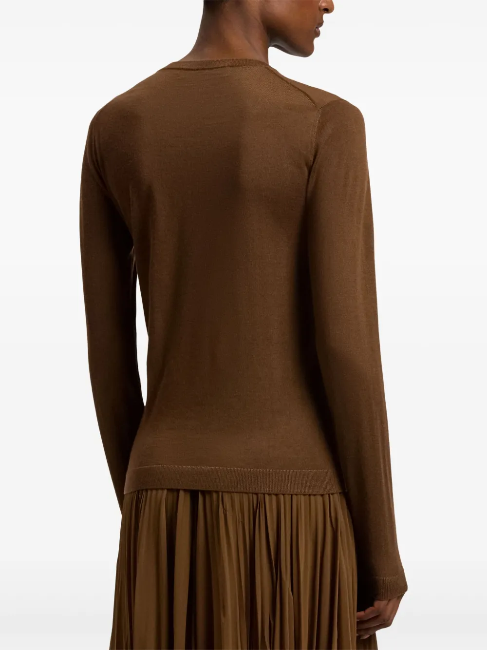 Ralph Lauren Cashmere Jersey Crewneck Sweater In Brown