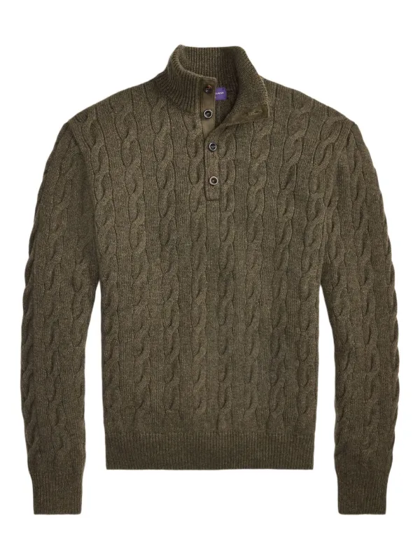 Ralph Lauren Purple Label Cable-knit High-neck Sweater in Brown