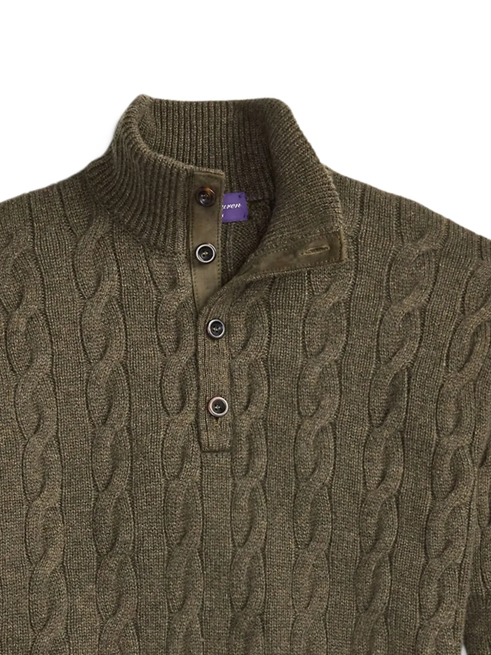 Ralph Lauren Purple Label Kabelgebreide trui met hoge hals - Bruin
